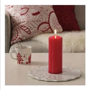IKEA Red Block candle With holder, (Stoneware white, 11”) BRAND NEW